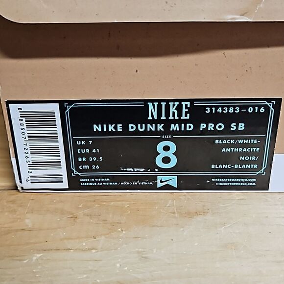 Nike Dunk Mid Pro SB Size 8 Black White Anthracite Gum 2012 Mens Shoe 314383 016 - Picture 11 of 12
